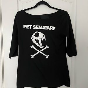 Spooky Micheline Pitt Vixen Cat Skull Stephen King Pet Sematary 3/4 sleeve top